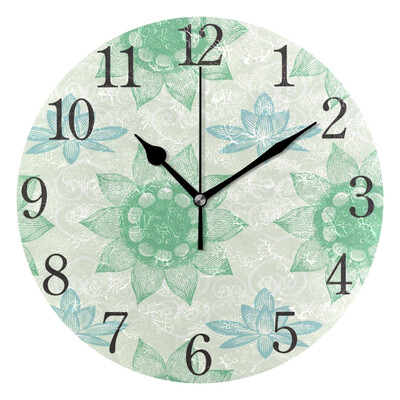 Wall Clock Arabic Numerals Design Design Lotus Flower Round