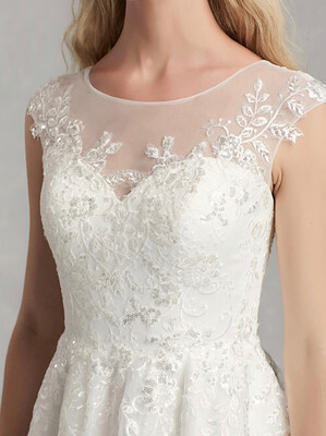 Beautiful Back A Line Illusion Neck Tea Length Lace Reception Wedding Dresses with Appliques by CIRCELEE®
Beautiful Back A Line Illusion Neck Tea Length Lace Reception Wedding Dresses with Appliques by CIRCELEE®