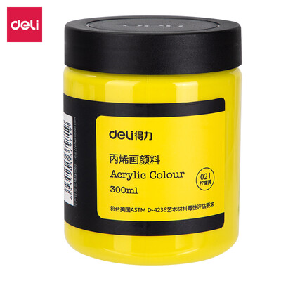 Deli deli 300ml art painting acrylic paint hand-painted wall painting acrylic paint large bottle outdoor painted textile pigment 73875 lemon yellow