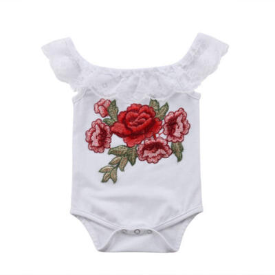 Newborn Babys Girls Sleeveless Bodysuit Romper Bodysuit Summer Floral Clothes