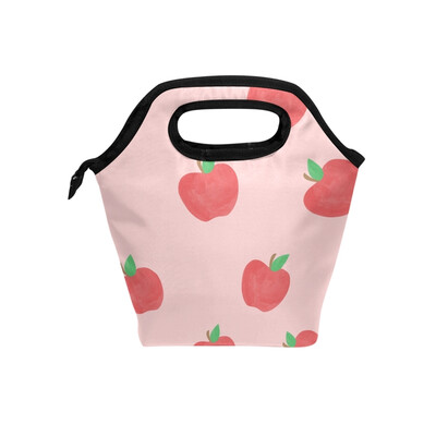 Lunch Tote Bag Red Apple Travel Picnic Insulated Lunch Handbags Portable Zipper Lunch Bag Box