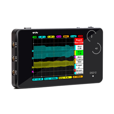 DS212 DSO Portable Mini 2 Channel Digital Oscilloscope Pocket Size USB Interface28" Full Color TFT Display 8MB Memory Storage
DS212 DSO Portable Mini 2 Channel Digital Oscilloscope Pocket Size USB Interface28" Full Color TFT Display 8MB Memory Storage