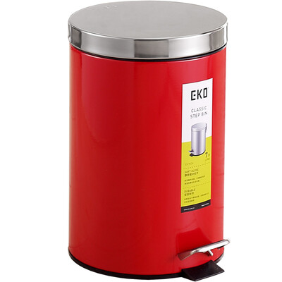 EKO trash cans stainless steel mute pedal clamshell trash cans 9624NP red 7L