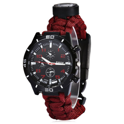 EMAK Multifunctional Survival Paracord Bracelet Scraper Whistle Thermometer Flint Fire Starter Gear Bangle Watch
EMAK Multifunctional Survival Paracord Bracelet Scraper Whistle Thermometer Flint Fire Starter Gear Bangle Watch