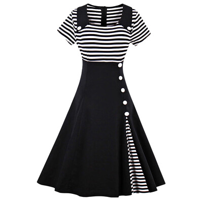 Striped A Line Plus Size Vintage Dress 
Striped A Line Plus Size Vintage Dress