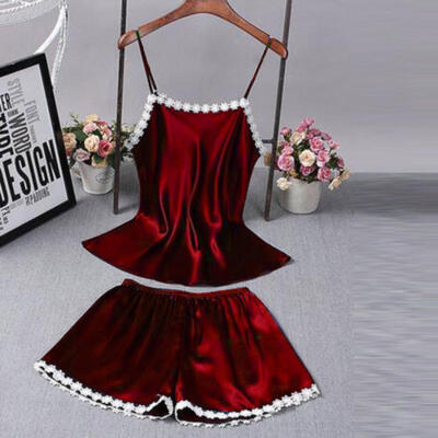 UK 2pcs Women Sexy Slip Sleepwear Babydoll Lingerie Nightdress Pajamas Set