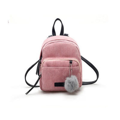 New Women Girls Solid Small Shoulder Bag Travel Mochila Corduroy Backpack