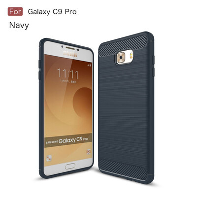 Fivice Samsung Galaxy C9 Pro case Luxury brushed carbon fiber TPU soft shell