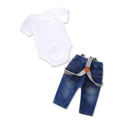 Toddler Baby Boy Girl 2Pcs Set Letters Ties Romper Jumpsuit Braces Denim Pants 
Toddler Baby Boy Girl 2Pcs Set Letters Ties Romper Jumpsuit Braces Denim Pants