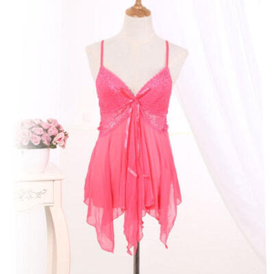 Women Sexy Silk Lace Lingerie Robe Dress Babydoll Nightdress Nightgown Sleepwear