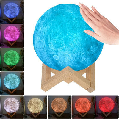 18cm Diameter ABS 3D LED Moon Light USB Rechargeable 9 RGB Dimmable Colors Luna Lamp Bedside Table Night Light with Wooden Stand
18cm Diameter ABS 3D LED Moon Light USB Rechargeable 9 RGB Dimmable Colors Luna Lamp Bedside Table Night Light with Wooden Stand