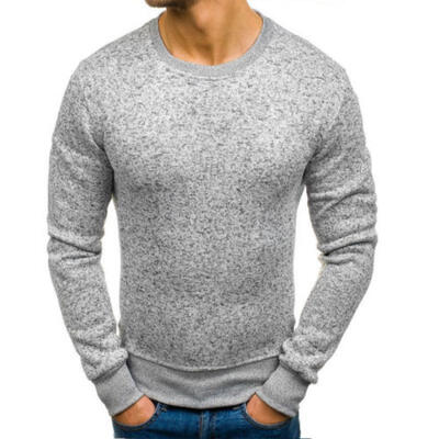 New Mens Long Sleeve T Shirt Plain Crew Neck Casual Cotton Soft Tee Top