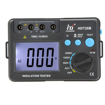 HD HDT20B Insulation Resistance Tester Meter Megohmmeter Voltmeter 2500V w LCD Backlight
HD HDT20B Insulation Resistance Tester Meter Megohmmeter Voltmeter 2500V w LCD Backlight