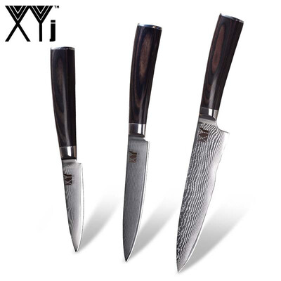 XYj VG10 Steel Blade Kitchen knife Top Grade Japanese Damascus Steel Pattern knife 8" Chef 5" Utility 35" Fruit Knife
XYj VG10 Steel Blade Kitchen knife Top Grade Japanese Damascus Steel Pattern knife 8" Chef 5" Utility 35" Fruit Knife