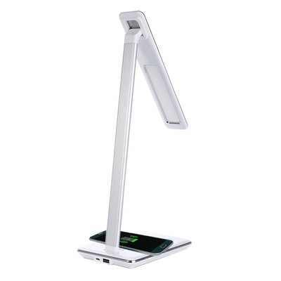 Folding Eye Protection LED Desk Lamp with Qi Wireless Desktop Charger USB Output