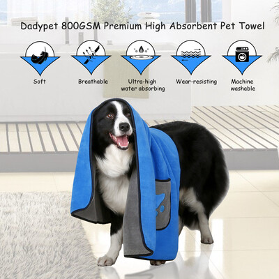 Dadypet 800GSM Pet Drying Microfiber Towel Super Soft Two-sided Microfiber Bath Towel Ultra-High Water Absorbing for Pet Dog Cat U
Dadypet 800GSM Pet Drying Microfiber Towel Super Soft Two-sided Microfiber Bath Towel Ultra-High Water Absorbing for Pet Dog Cat U