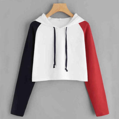 Women Girls Hoodie Sweatshirts Long Sleeve Jumper Sweater Pullover Cool Crop Top