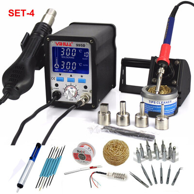 YIHUA 995D 2 In 1 Solder Heat Rework Station Soldering Iron Hot Air Gun 110V 220V With Free Gift Iron Tips Heater Wire Tweezer
YIHUA 995D 2 In 1 Solder Heat Rework Station Soldering Iron Hot Air Gun 110V 220V With Free Gift Iron Tips Heater Wire Tweezer