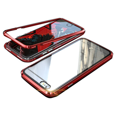 Luxury Magnetic Metal Case For iPhone X 8 7 6 6S Plus Coque Metal Magnet Bumper Glass Cover For iPhoneX iPhone6 iPhone7 Case