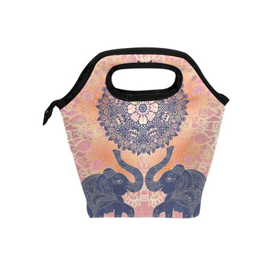 Lunch Bag Tote Bag Two Elephant Travel Picnic Organizer Lunch Holder Handbags Lunch Bag Box for Office