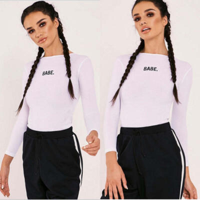 Womens Long Sleeve Shirt Jumpsuit Bodysuit Stretch Leotard Tops Blouse T Shirts