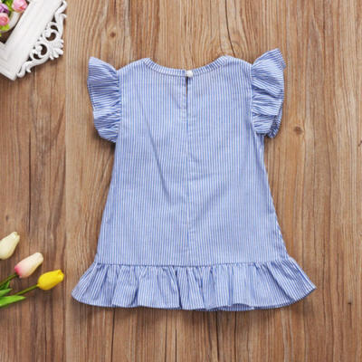 Fashion Toddler Kids Girl Retro Striped Summer Dress Party Sundress Clothes 1-6Y