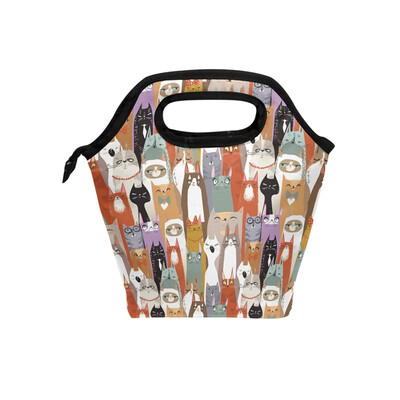 Lunch Bag Tote Bag Variety Of Cats Travel Picnic Organizer Lunch Holder Handbags Lunch Bag Box