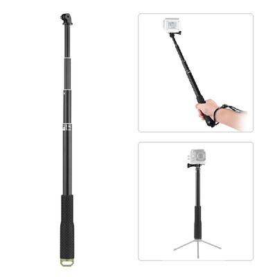 LDX-808 Aluminum Alloy Selfie Stick 4-Section Extendible Handheld Selfie Stick with Remote Controller Clip 36cm-110cm for GoPro He