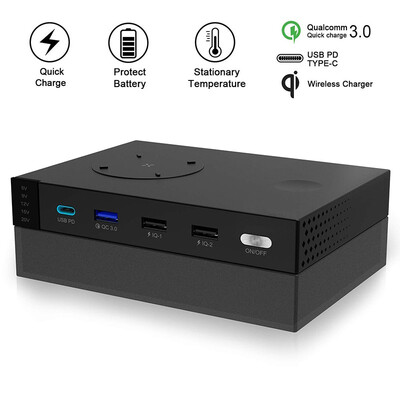 120W Charging Station by - QI-Certified 10W Wireless Charging Station - USB Type-C Charger with Power Delivery for Laptop
120W Charging Station by - QI-Certified 10W Wireless Charging Station - USB Type-C Charger with Power Delivery for Laptop