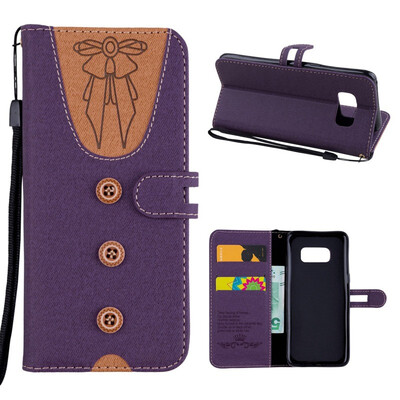 MOONCASE Samsung Galaxy S8 stitching embossed womens leather case - purple