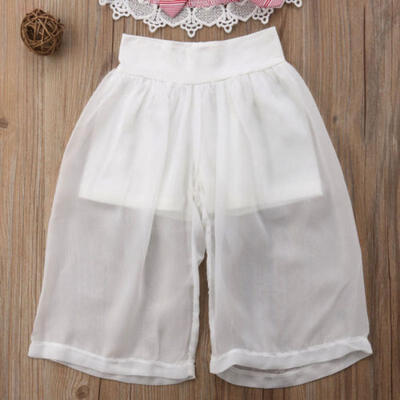 Toddlers Baby Girls Clothes Casual Crop Tops Pants Headband 3PCS Set Outfits