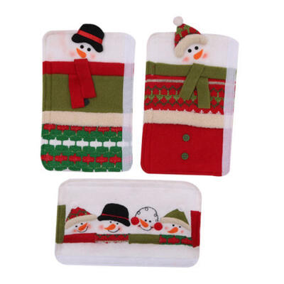 3PCS Xmas Snowman Kitchen Appliance Refrigerator Handle Covers Christmas Tools
