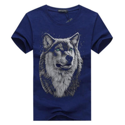 UK Mens O Neck Short Sleeve Wolf Head Tees Casual Tops T Shirts Blouse T-shirt