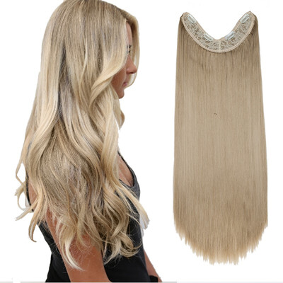 26" Inch Long Straight Hair U Part One Piece Clip In Hair Extension Synthetic Heat Resistant Hairpiece