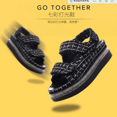 Womens Summer LED Plaid Platform Sport Sandals Celebrity Velcro Light Up Shoes
Womens Summer LED Plaid Platform Sport Sandals Celebrity Velcro Light Up Shoes