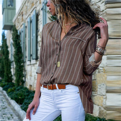 UK Womens Long Sleeve Casual Loose Blouse Top Ladies OL Work T Shirts Tee Tops