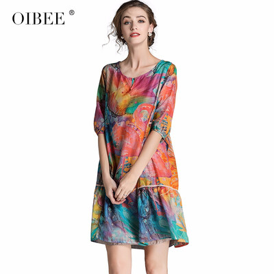 2018 summer womens new fashion printed silk cotton dress loose large size ladies long section A word skirt tide
2018 summer womens new fashion printed silk cotton dress loose large size ladies long section A word skirt tide