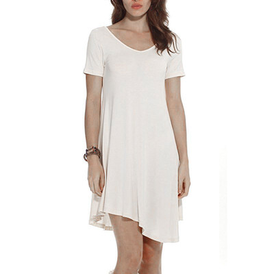 Summer Fashion Women Casual Short Sleeve Blank Loose Plus Size 2XL T Shirts Dress 
Summer Fashion Women Casual Short Sleeve Blank Loose Plus Size 2XL T Shirts Dress