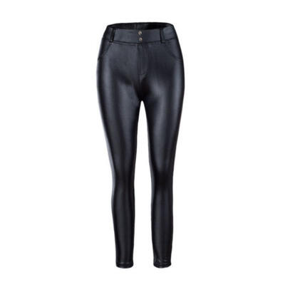 Women High Waist Bodycon Leggings Stretchy PU Leather Trousers Slim Pencil Pants