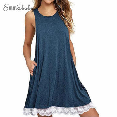 Emmababy Women Holiday Long Dress Top Ladies Sleeveless Summer Beach Party Dress
