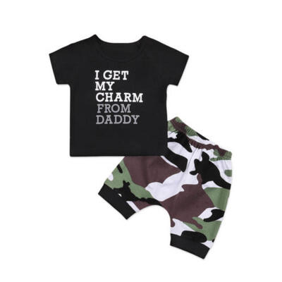Toddler Kids Baby Boy T Shirt Top Camo Pants Shorts Clothes 2pcs Outfits 1-6T