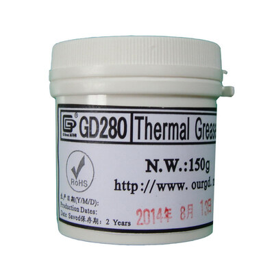 GD Brand GD280 Thermal Paste Grease Silicone Heat Sink Compound White Net Weight 150 Grams For CPU Cooler Fan Can Packaging CN150
GD Brand GD280 Thermal Paste Grease Silicone Heat Sink Compound White Net Weight 150 Grams For CPU Cooler Fan Can Packaging CN150