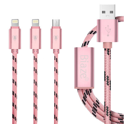 BIAZE Micro USB&Lightning Cable for Charging&Data Transfer red 12m