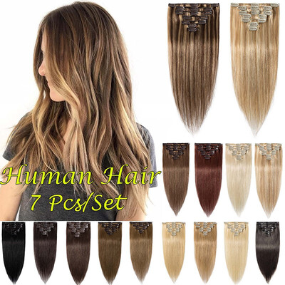 7 PcsSet 100 Human Hair Clip In Hair Extensions Women Girls Long Straight Full Head Hair Extension
7 PcsSet 100 Human Hair Clip In Hair Extensions Women Girls Long Straight Full Head Hair Extension