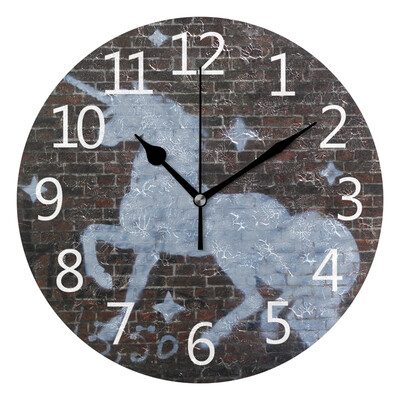 Wall Clock Wall Unicorn Round Wall Clock Arabic Numerals Design