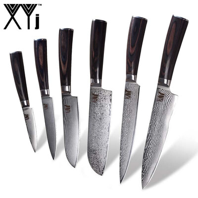 XYj Damascus Knife 8" 8" 7" 5" 5" 35" Kitchen Knife 73 Layers Damascus Steel Cooking Tools 6 Piece Set
XYj Damascus Knife 8" 8" 7" 5" 5" 35" Kitchen Knife 73 Layers Damascus Steel Cooking Tools 6 Piece Set