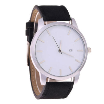 Mens Fashion Sport Stainless Steel Case Leather Quartz Analog Wrist Watch z