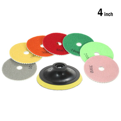 7pcs 4" Diamond Flexible Wet Polishing Pads Grinding Disc 1pc Backing Pad for Granite Marble Stone Ceramic Tiles
7pcs 4" Diamond Flexible Wet Polishing Pads Grinding Disc 1pc Backing Pad for Granite Marble Stone Ceramic Tiles