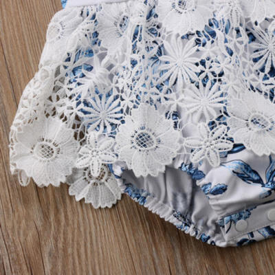 Newborn Infant Baby Girls Romper Lace Flower Jumpsuit Outfit Sunsuit Summer AU