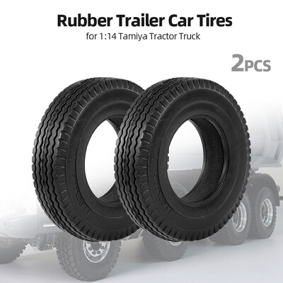 2pcs Trailer Car Rubber Tires for 114 Tamiya Tractor Truck RC Climbing Trailer